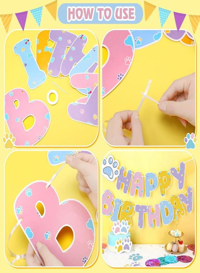 Moinchore Blue Dog Happy Birthday Banner with Daisy Paws Hanging Swirls Blue Dog Happy Birthday Party Supplies Daisy Puppy Themed Party Decorations for Kid Boy and Girl - Image 3